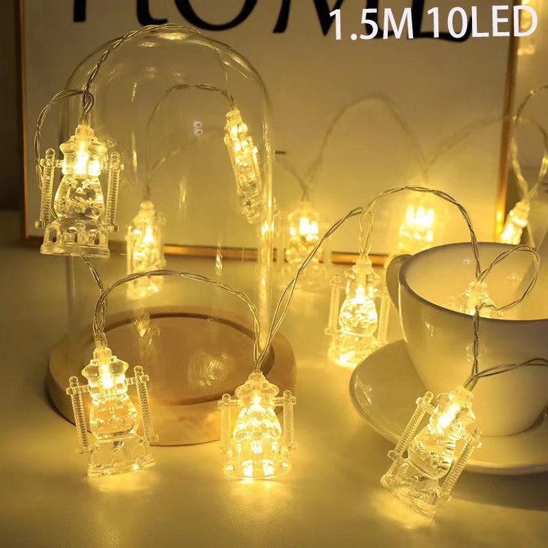 EID Mubarak Moon Star LED String Lights Battery Operated Ramadan Kareem Decoration for Home Islam Muslim Festival Party Supplies