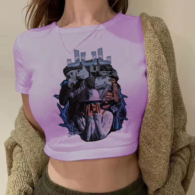 Maillot Jul Cropped Tee Shirt Girl Harajuku Gothic Sexy T-shirt Women Funny Summer Tshirt Graphic Y2k Crop Tops Clothing Female