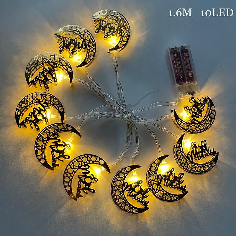 EID Mubarak Moon Star LED String Lights Battery Operated Ramadan Kareem Decoration for Home Islam Muslim Festival Party Supplies