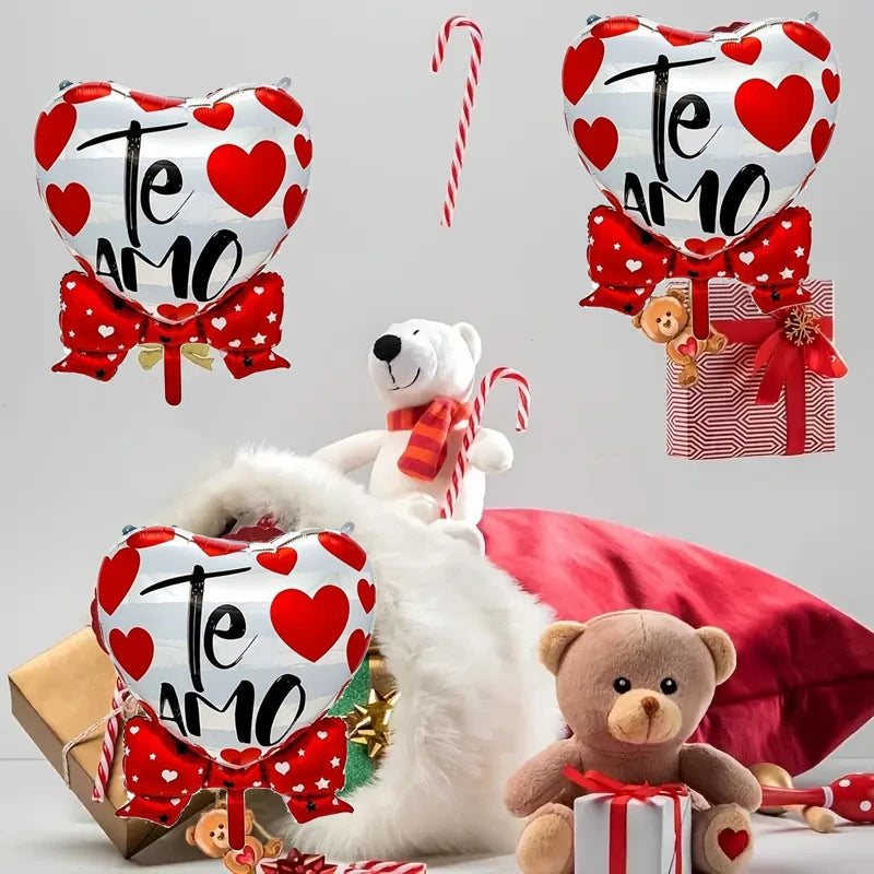 2pcs 35 inch Spanish, I Love You, Love Bow Balloon, Birthday Wedding Valentine's Day Party Decoration Balloon