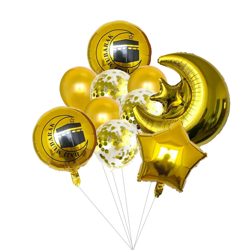 Eid Mubarak Balloons 2024 Ramadan Decorations for Home Moon Star Foil Balloon Muslim Aid Moubarak Kareem Festival Party Supplies